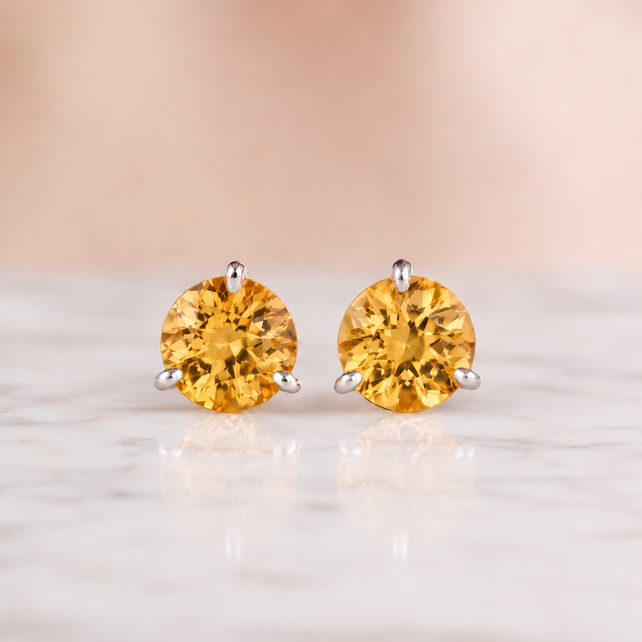 1.48 Cttw Round Citrine Stud Earrings in 14K White Gold — alternate view