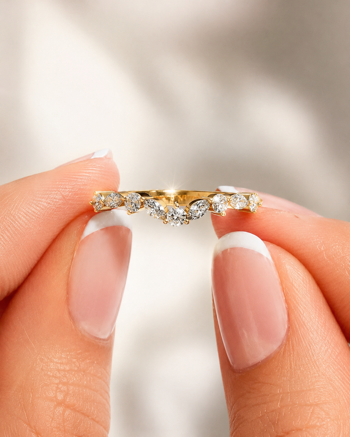 2.00 Ct Curved Pave Wedding Band – Lab Grown Diamonds in 14K Yellow Gold