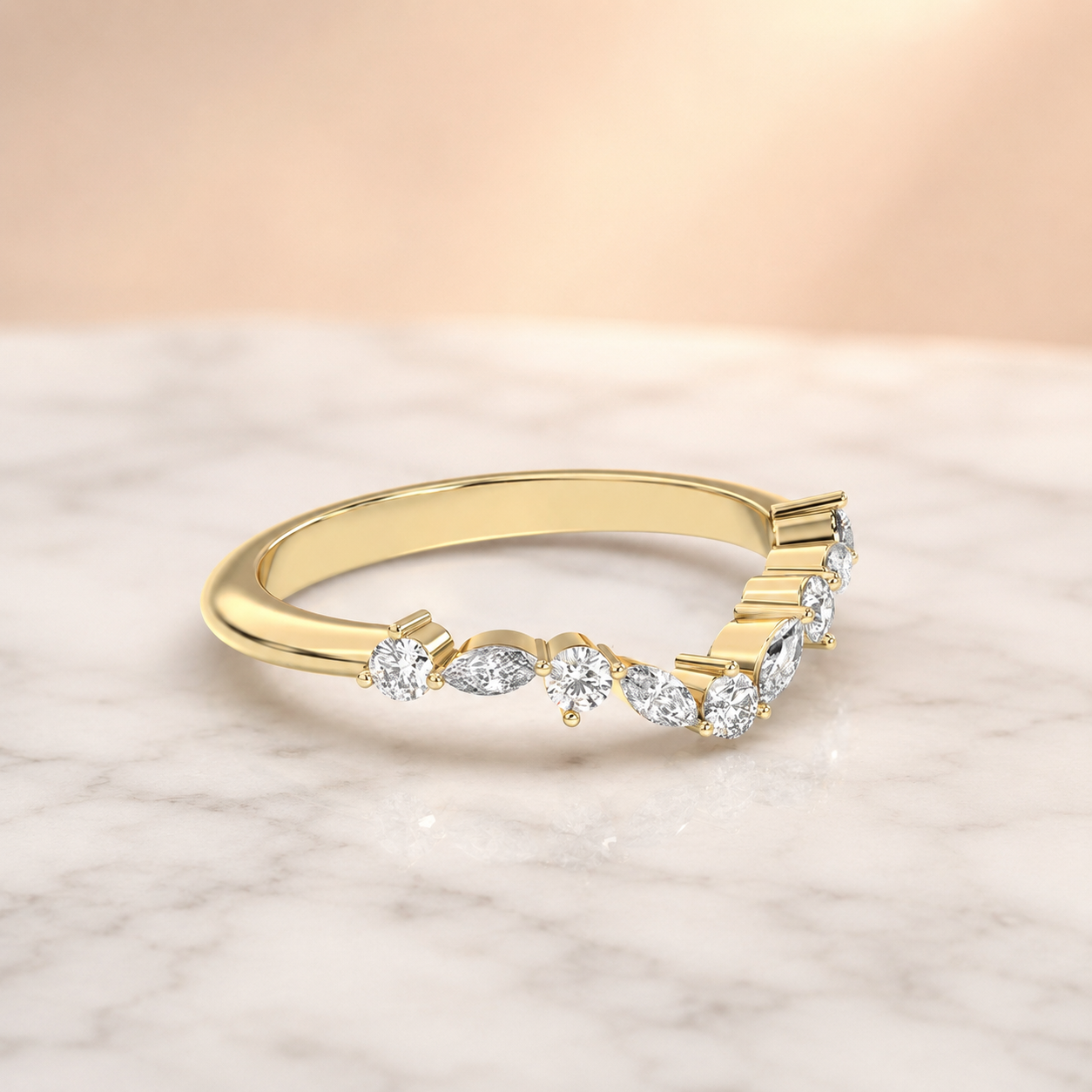 2.00 Ct Curved Pave Wedding Band – Lab Grown Diamonds in 14K Yellow Gold