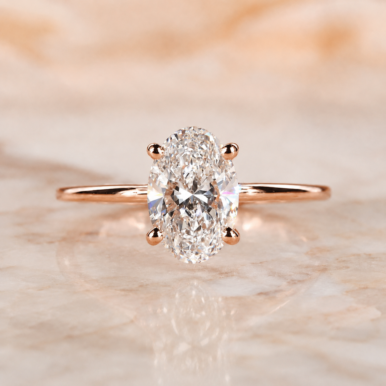 Oval Lab Grown Diamond Engagement Ring 14K Gold Solitaire E VVS2 2Ct IGI — alternate view