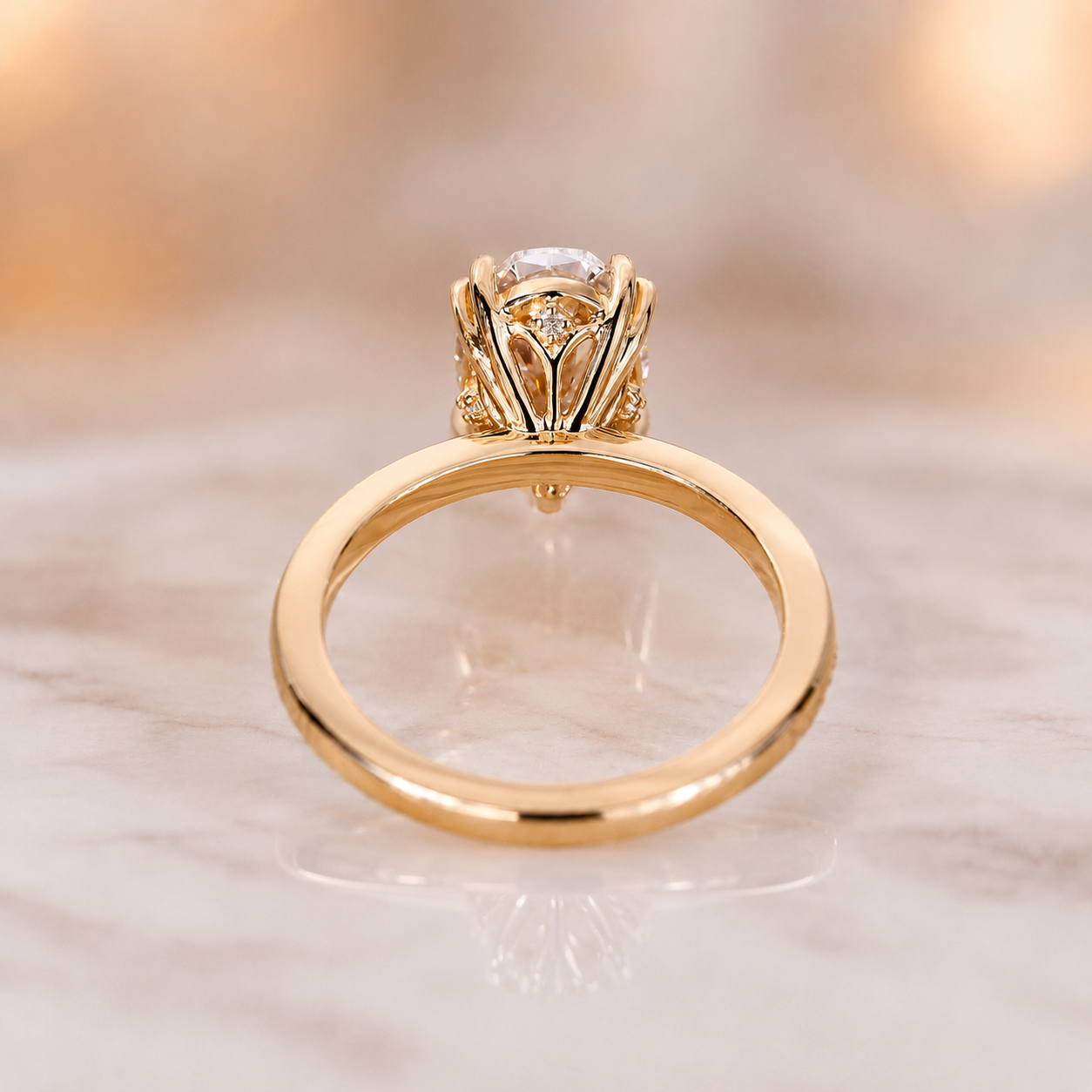 3CT Oval Lab Grown Diamond Engagement Ring IGI Certified 14K Gold
