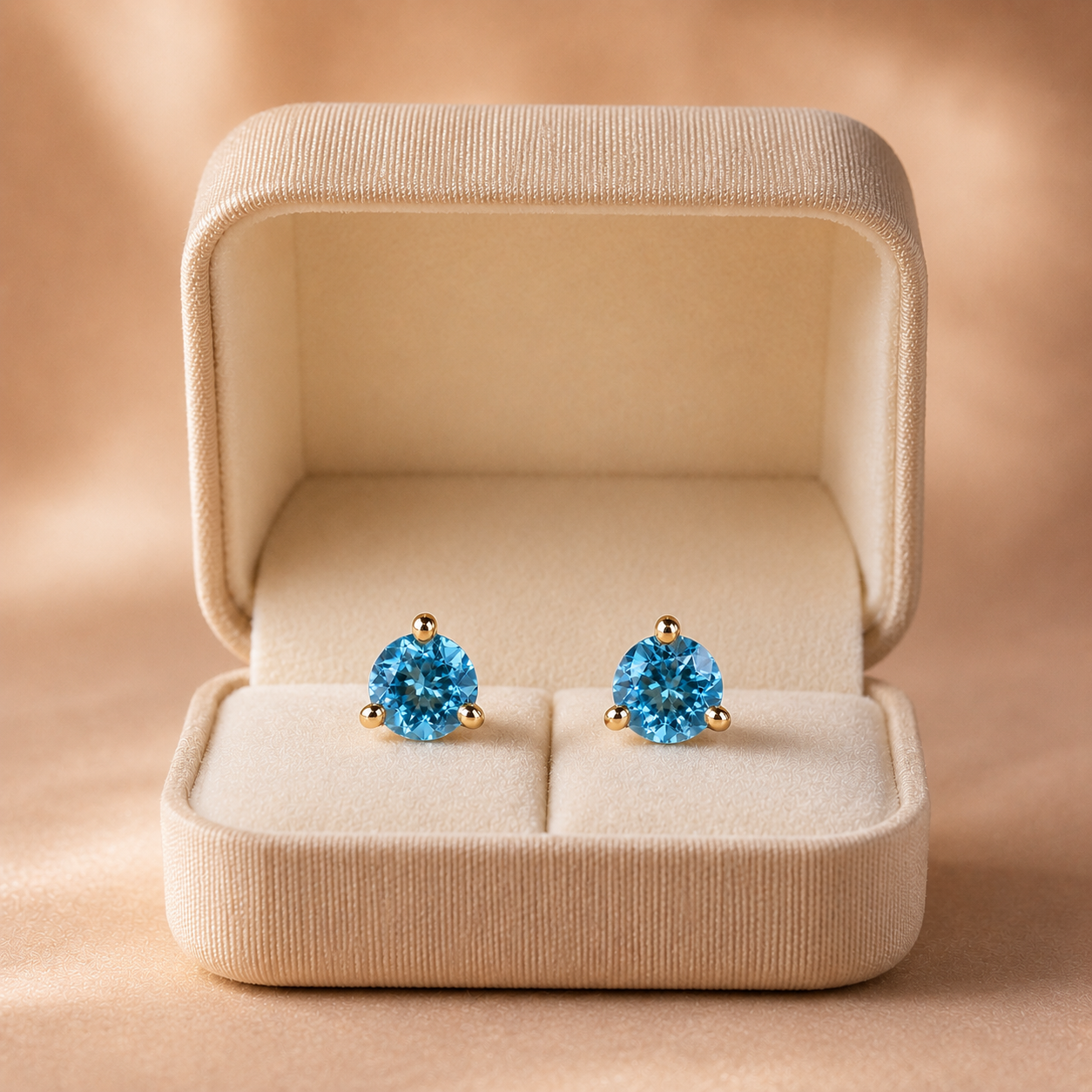 1.93cttw Round Blue Topaz Stud Earrings 14K Yellow Gold Prong Set Push Back