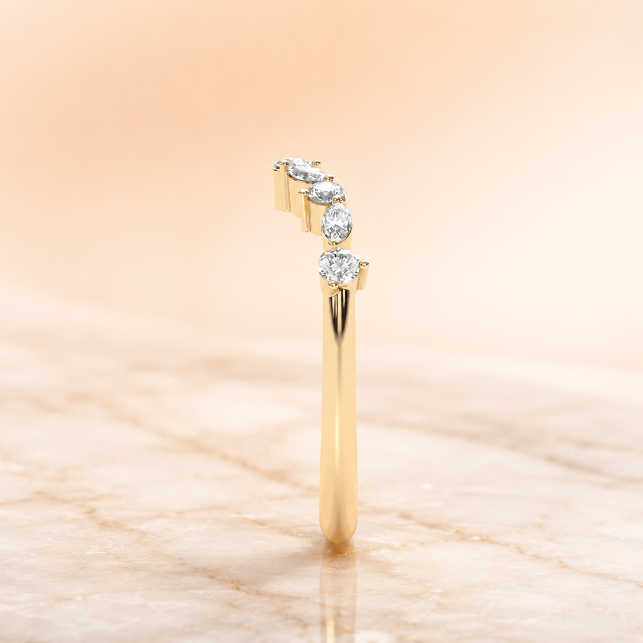 2.00 Ct Curved Pave Wedding Band – Lab Grown Diamonds in 14K Yellow Gold