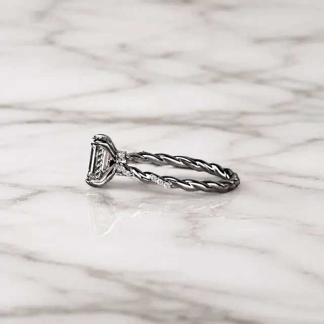 Radiant Lab Grown Diamond Engagement Ring – Twisted Pavé 14K White Gold – IGI Certified 1 Carat - alternate view