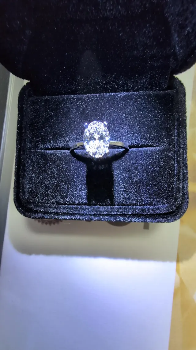 Oval Lab Grown Diamond Engagement Ring Solitaire 14K White Gold IGI Certified 2ct E VVS2