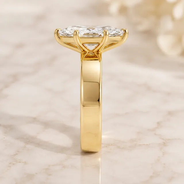 Marquise Lab Grown Diamond Engagement Ring Solitaire 14K Yellow Gold 4mm Wide Band, IGI Certified - alternate view