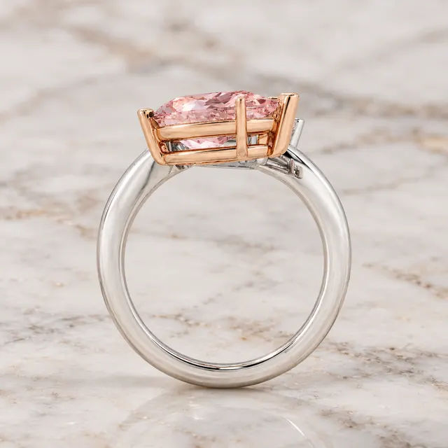 Pink Pear Lab Grown Diamond Engagement Ring – Two-Stone Bypass 14K Two-Tone Gold – IGI Certified - alternate view