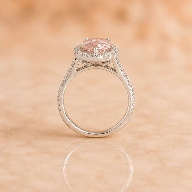 Pink Pear Lab Grown Diamond Engagement Ring Halo 18K White Gold IGI Certified 2ct Fancy Intense - alternate view