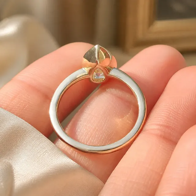 Pear Lab Grown Diamond Engagement Ring Bezel Solitaire 14K Yellow Gold 1 Carat Teardrop - alternate view