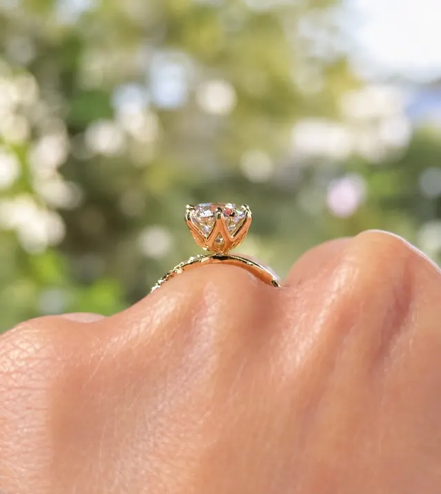 Round Lab Grown Diamond Engagement Ring Vintage Scroll Six-Prong 14K Yellow Gold IGI Certified 2ct E VVS2 - alternate view