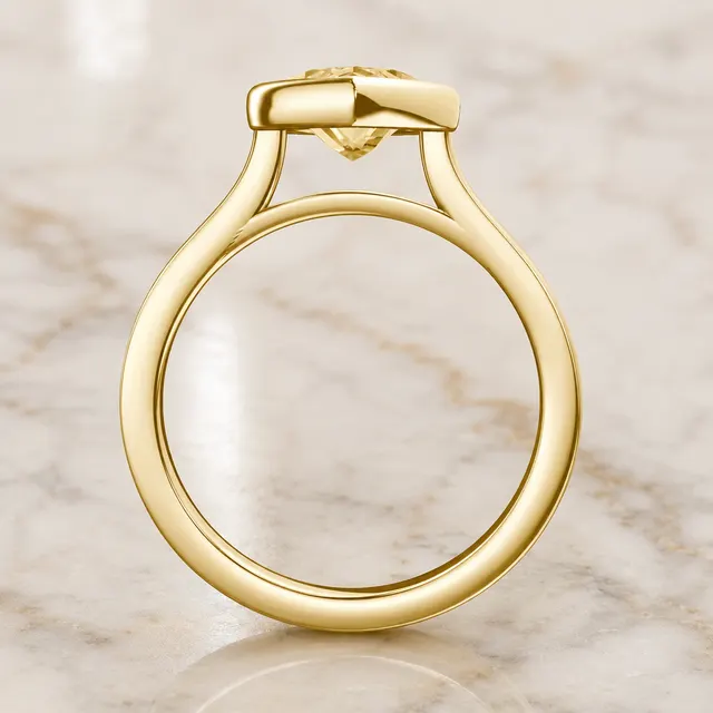 Yellow Marquise Lab Grown Diamond Engagement Ring Cathedral Bezel 14K Yellow Gold – Solitaire Setting - alternate view