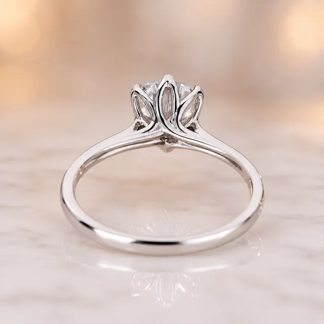 Round Lab Grown Diamond Engagement Ring Solitaire Tulip Basket 14K Gold IGI Certified 2 Carat EVVS2 - alternate view