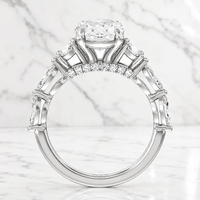 Round Lab Grown Diamond Engagement Ring Side Stone 14K White Gold E VVS2 4.2 Carat, IGI Certified - alternate view