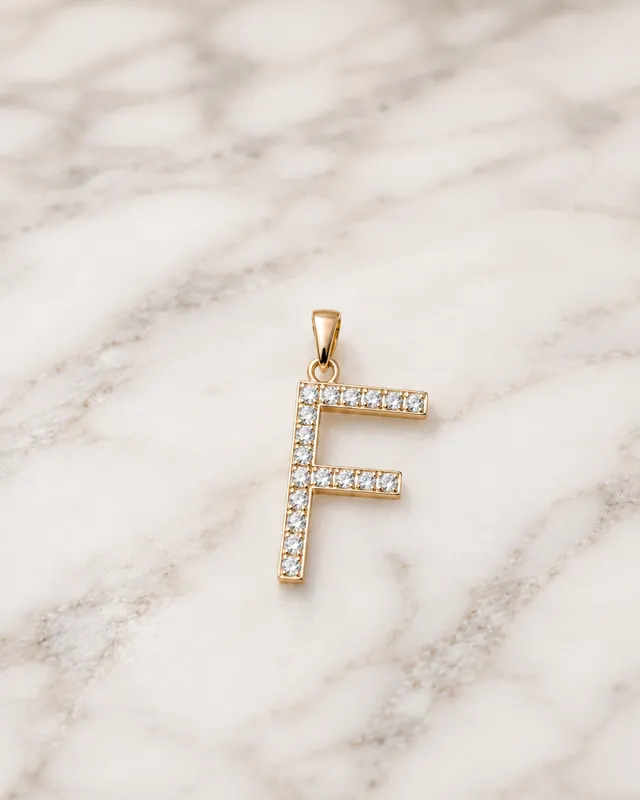 Lab Grown Diamond Initial F Pendant 14K White Gold E VVS2 IGI Certified