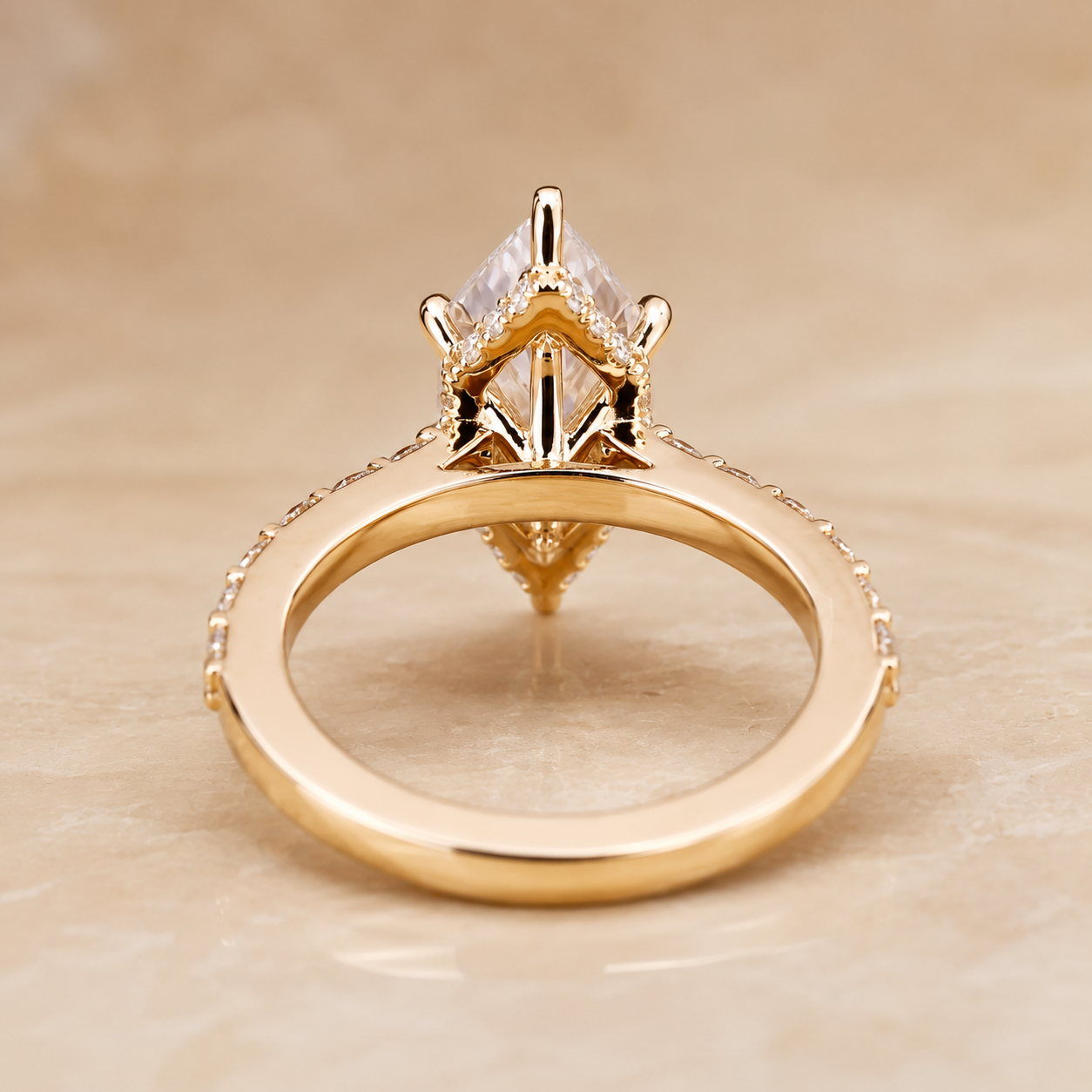 3ct Marquise Lab Grown Diamond Engagement Ring – Platinum Hidden Halo