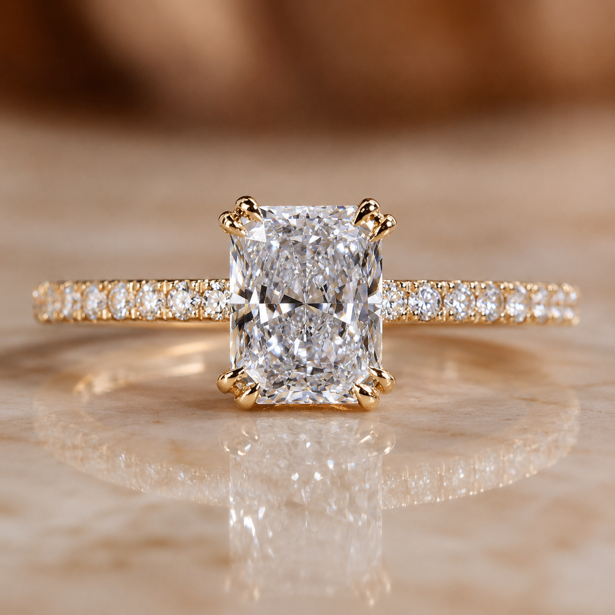 1.5 Carat Radiant Lab Grown Diamond Engagement Ring – Hidden Halo 14K Gold — alternate view