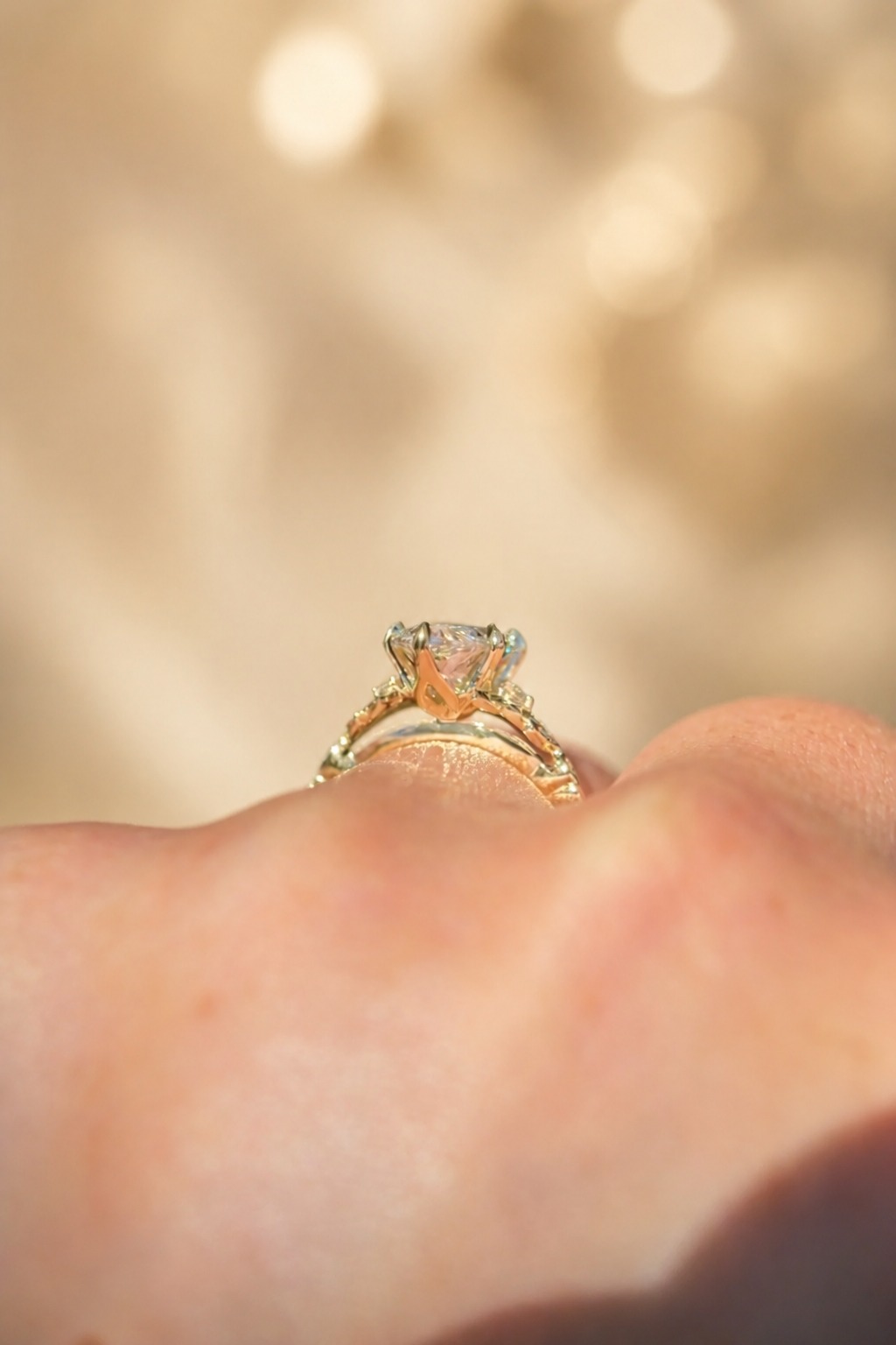 Marquise Lab Grown Diamond Engagement Ring – Floral Leaf Shank 14K Yellow Gold – IGI Certified 3.02 Carat E VVS2
