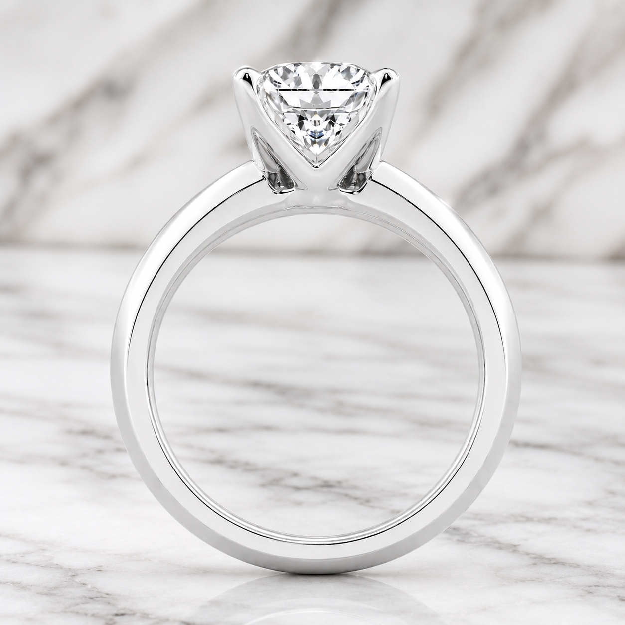 Oval Lab Grown Diamond Engagement Ring Knife Edge Solitaire 14K White Gold IGI Certified 4 Carat E VVS2