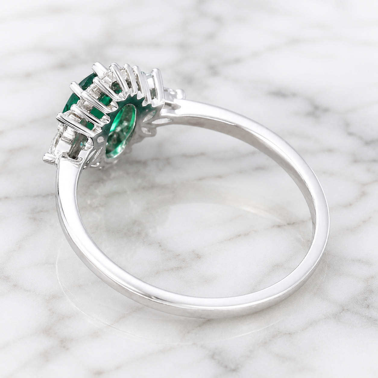 Oval Emerald Lab Grown Diamond Engagement Ring Halo 14K Gold Green Gemstone Bridal Ring