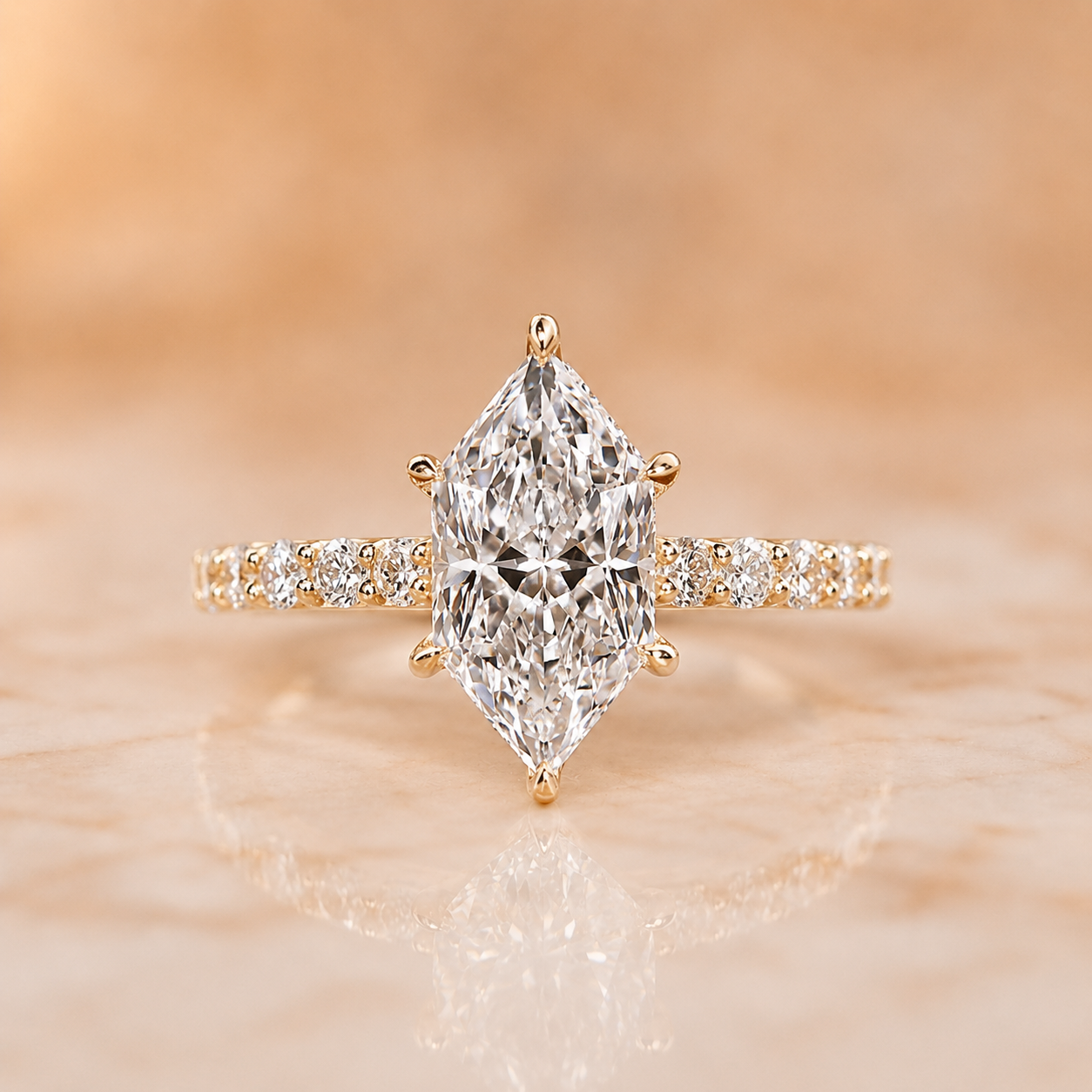 3ct Marquise Lab Grown Diamond Engagement Ring – Platinum Hidden Halo — alternate view