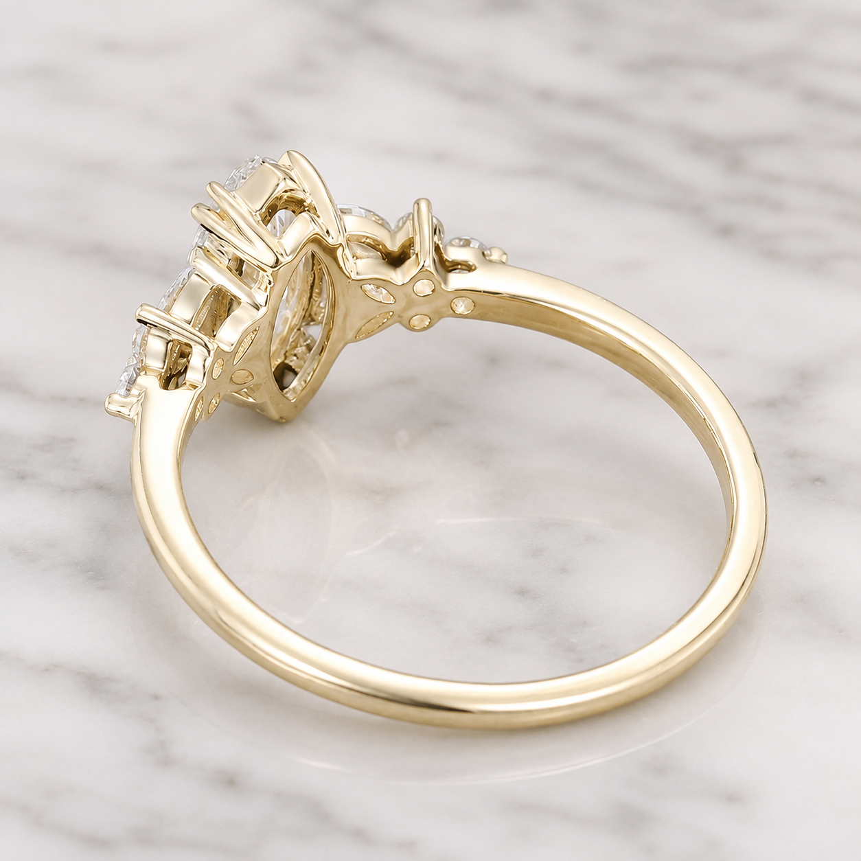 Marquise Lab Grown Diamond Engagement Ring Nature-Inspired Blossom Solitaire 1 Carat Center