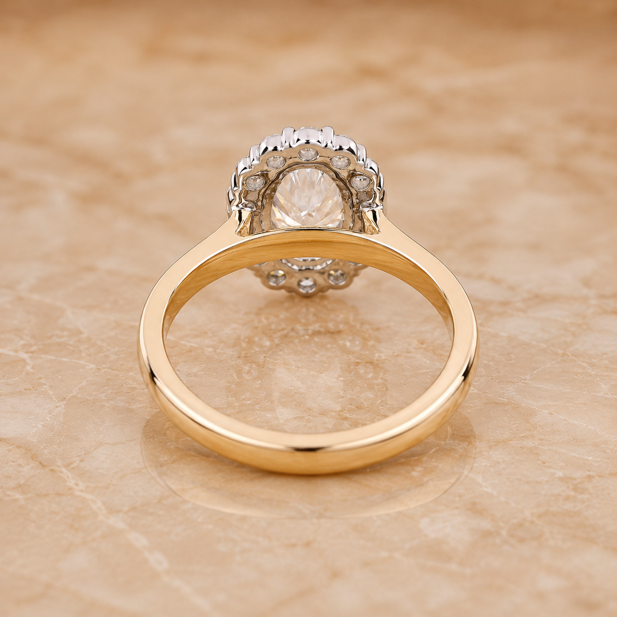 2CT Oval Lab Grown Diamond Halo Engagement Ring – IGI Certified 14K Gold