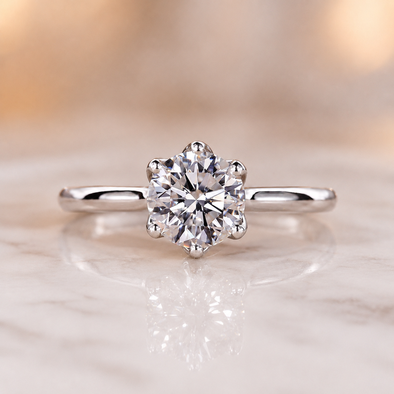 IGI Round Lab Grown Diamond Engagement Ring 2Ct E VVS2 Tulip Basket 14K Gold — alternate view