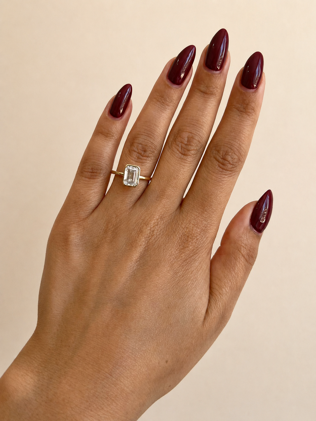 Emerald Cut Lab Grown Diamond Engagement Ring Bezel Solitaire 14K Yellow Gold IGI Certified 2 Carat E VVS2
