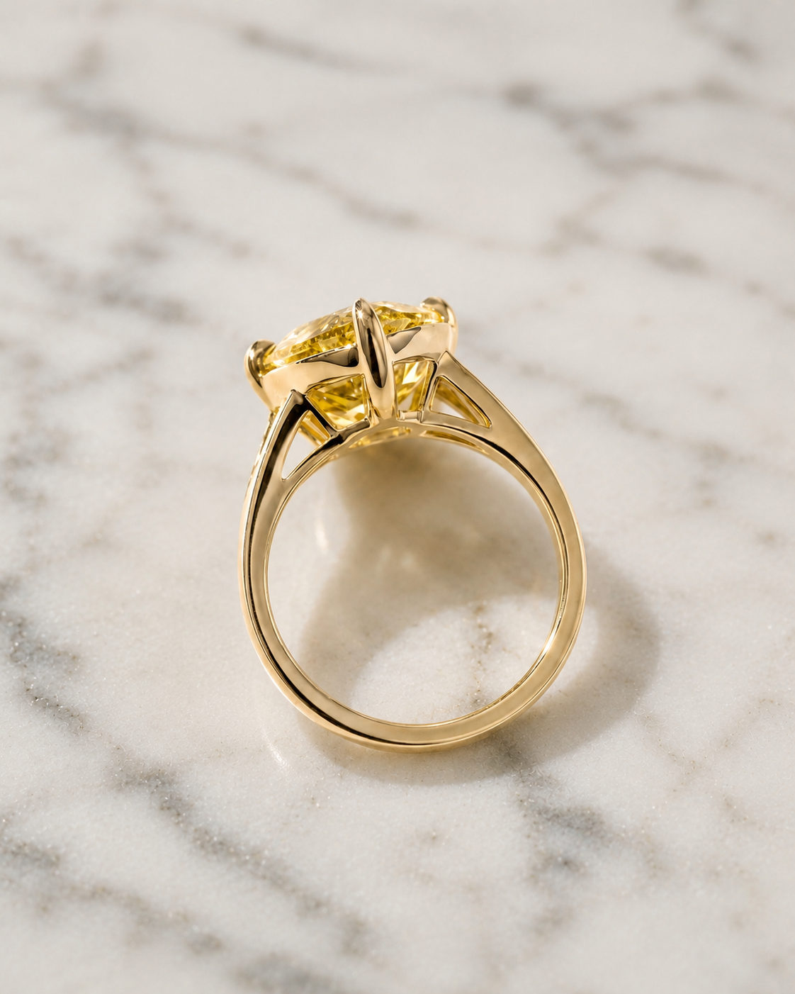 Fancy Yellow Oval Lab Grown Diamond Engagement Ring – Milgrain Bezel, 14K Gold — alternate view