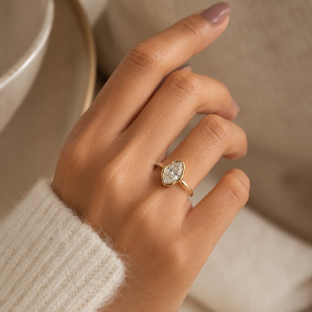 2.5Ct Oval Lab Grown Diamond Engagement Ring 14K Gold Bezel Setting E VVS2