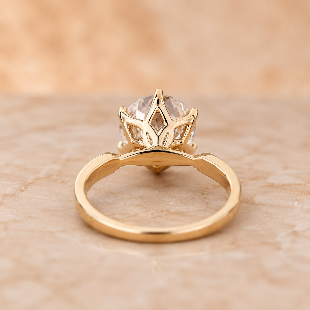 IGI Portuguese Cut Lab Grown Diamond Engagement Ring Six Prong 14K Gold E VVS2 — alternate view