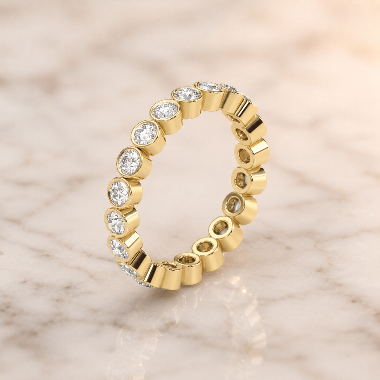 2.5 CTW Round Lab Grown Diamond Bezel Eternity Band – 14K Gold, VVS2 — alternate view