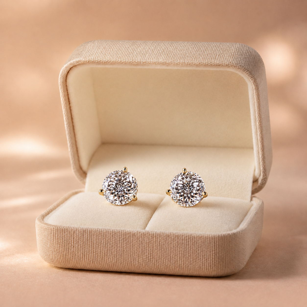 Portuguese Cut Lab Grown Diamond Stud Earrings Martini Setting 14K Gold E VVS2 Lab Diamond