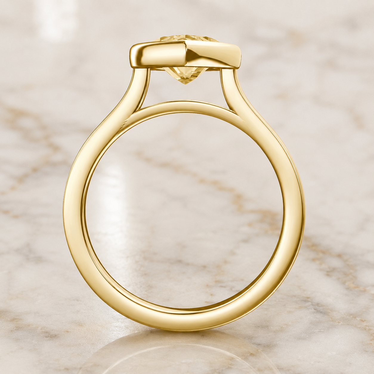 Yellow Marquise Lab Grown Diamond Engagement Ring Cathedral Bezel 14K Yellow Gold – Solitaire Setting - alternate view