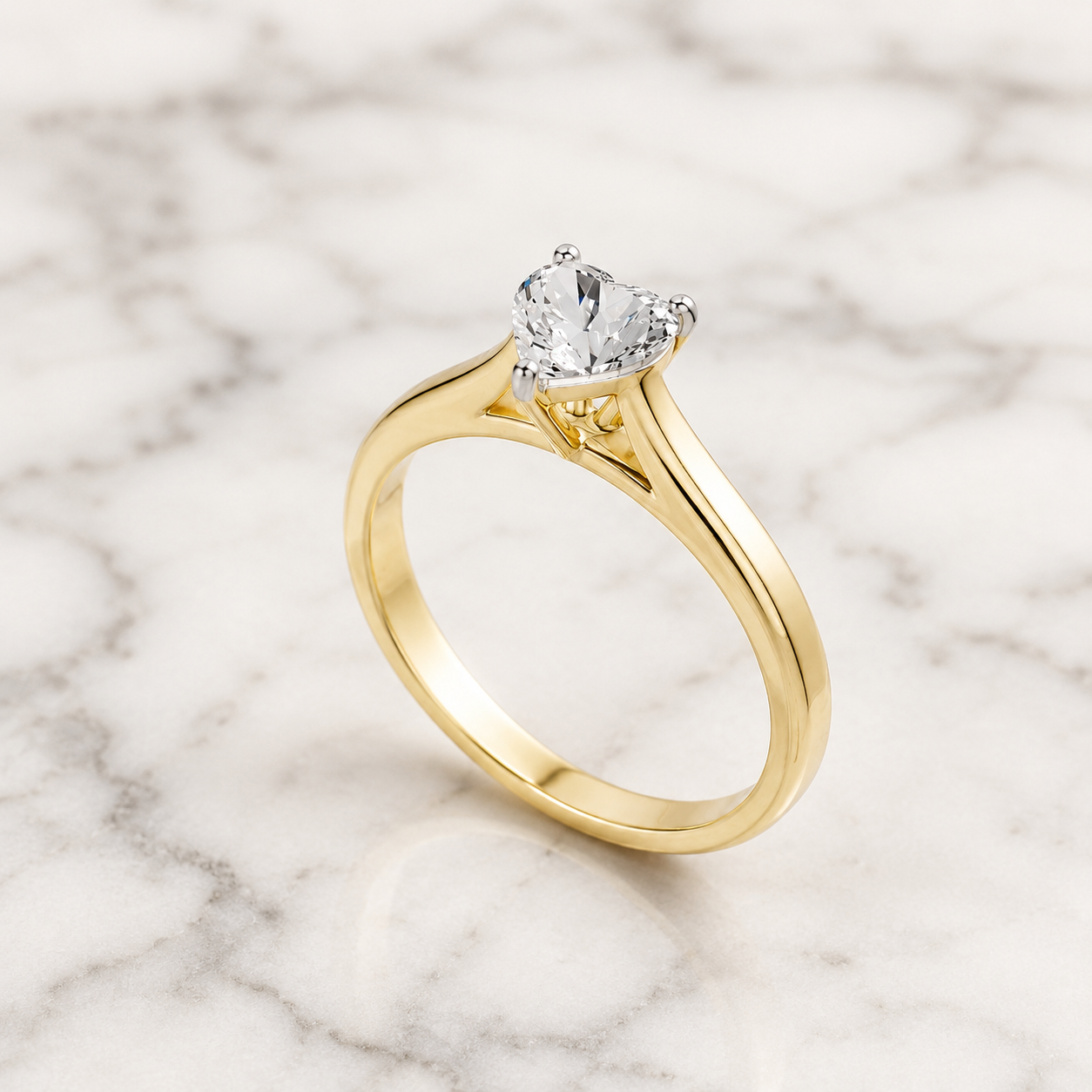 Heart Lab Grown Diamond Engagement Ring Solitaire 18K Gold IGI Certified 1 Carat E VVS2
