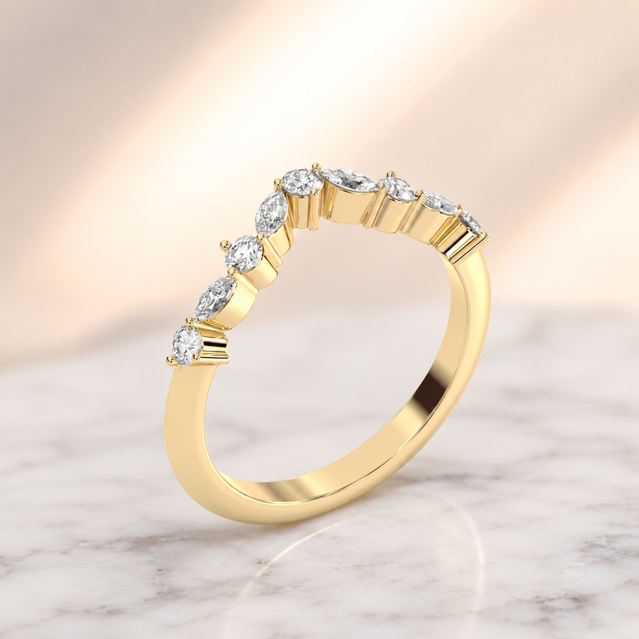 2.00 Ct Curved Pave Wedding Band – Lab Grown Diamonds in 14K Yellow Gold — alternate view