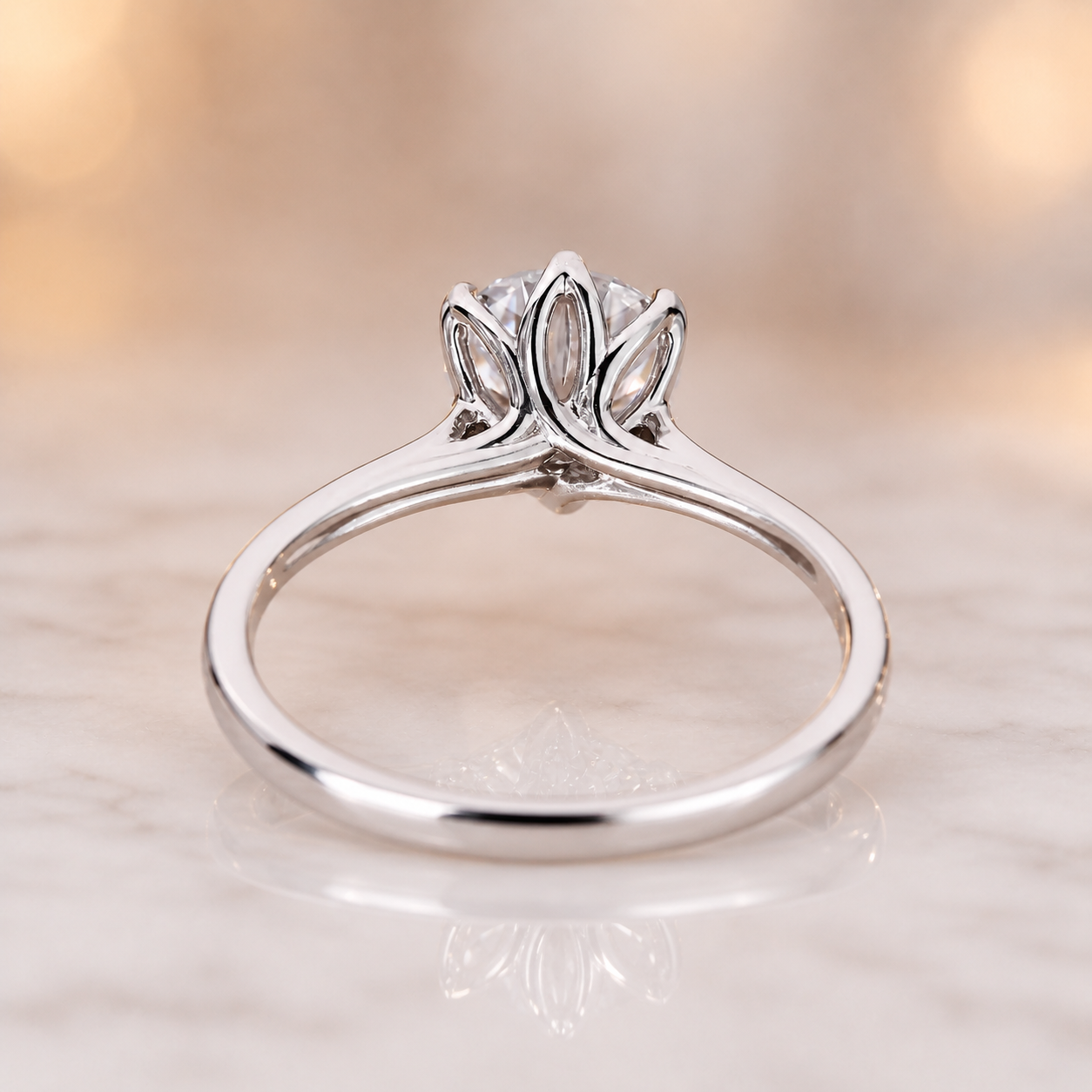 IGI Round Lab Grown Diamond Engagement Ring 2Ct E VVS2 Tulip Basket 14K Gold