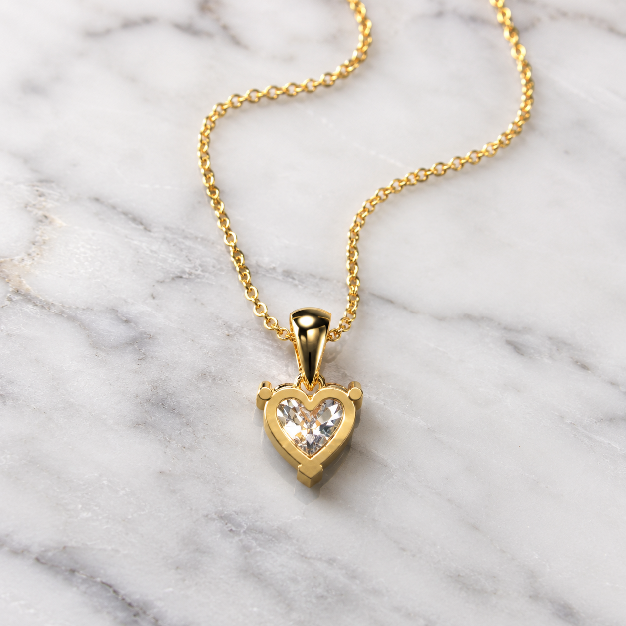 Heart Lab Grown Diamond Solitaire Pendant Three Prong 14K Yellow Gold – IGI Certified 1 Carat