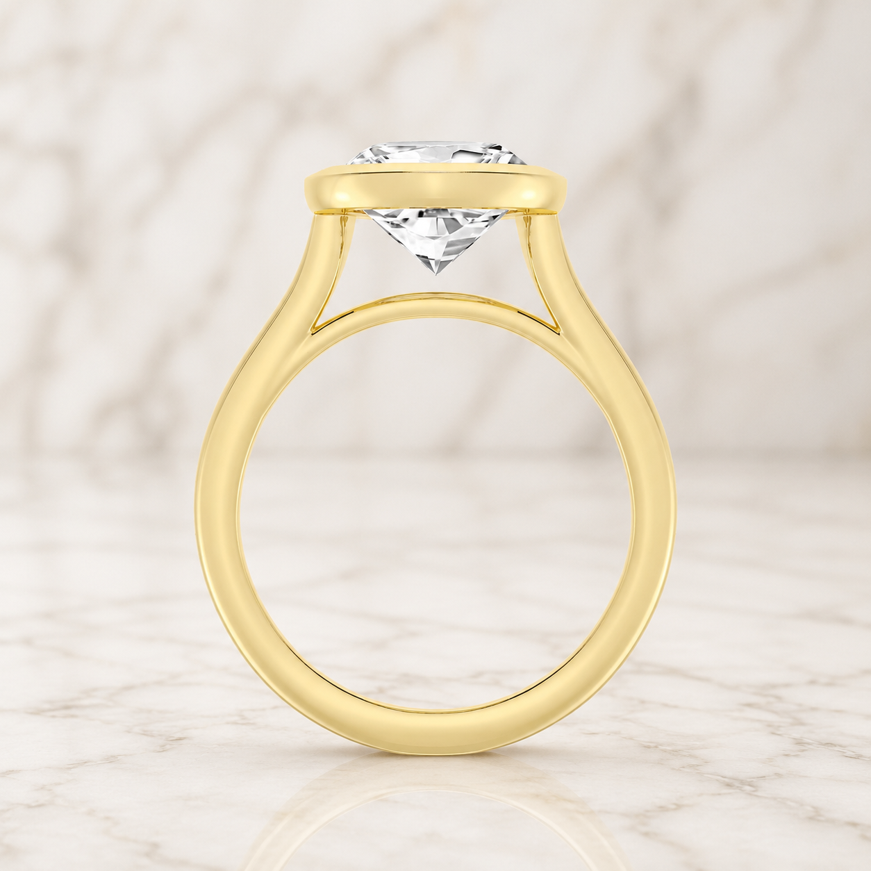 Pear Lab Grown Diamond Engagement Ring Solitaire Bezel 14K Yellow Gold IGI Certified 4 Carat E VVS2