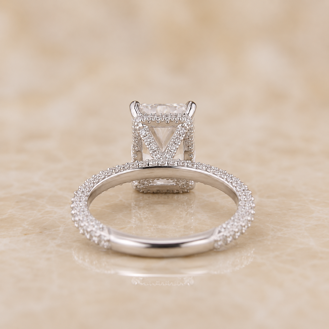 3.20ct Radiant Lab Grown Diamond Engagement Ring  IGI E VVS2 Platinum — alternate view