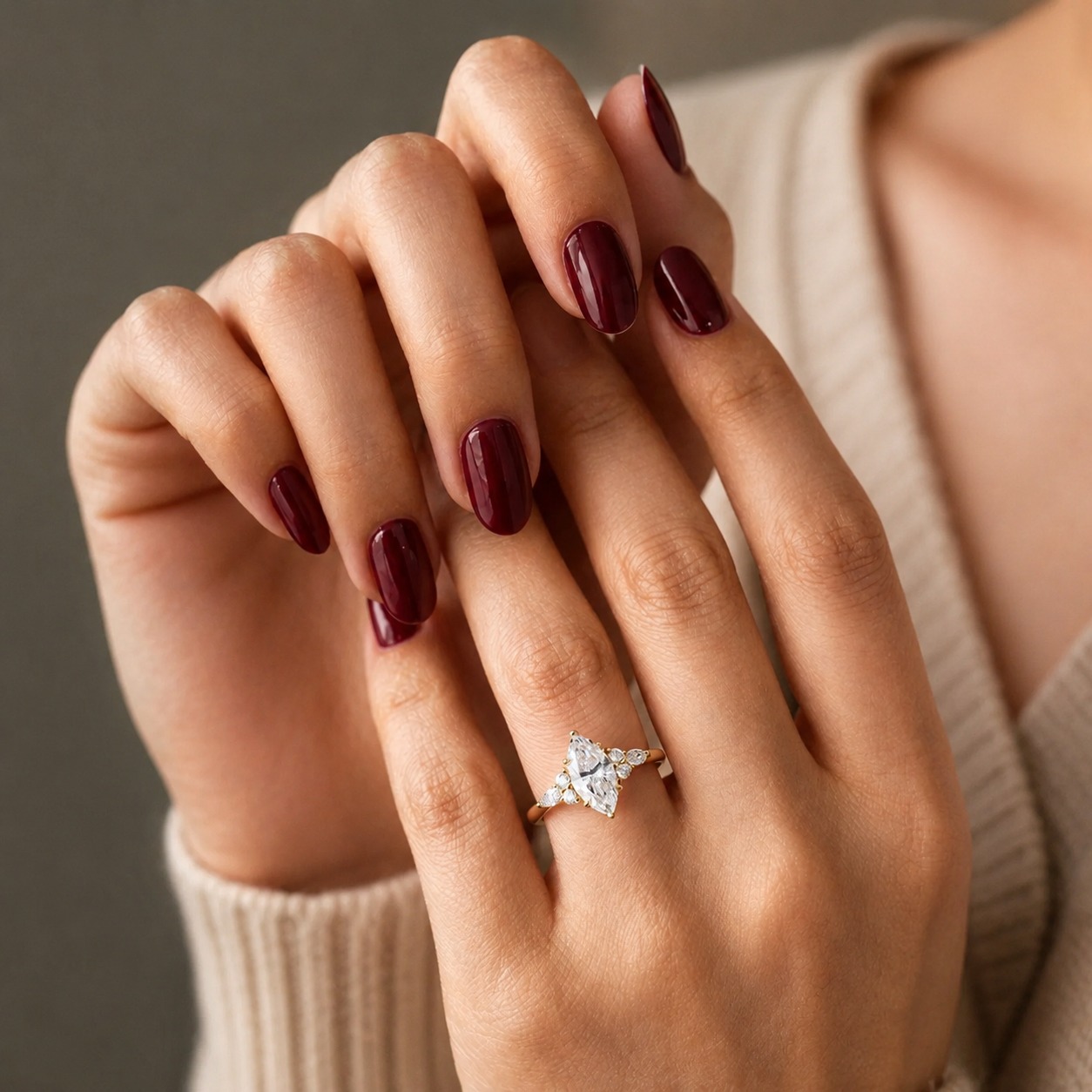 Marquise Lab Grown Diamond Engagement Ring Side Stone 14K White Gold 1 Carat Center Stone