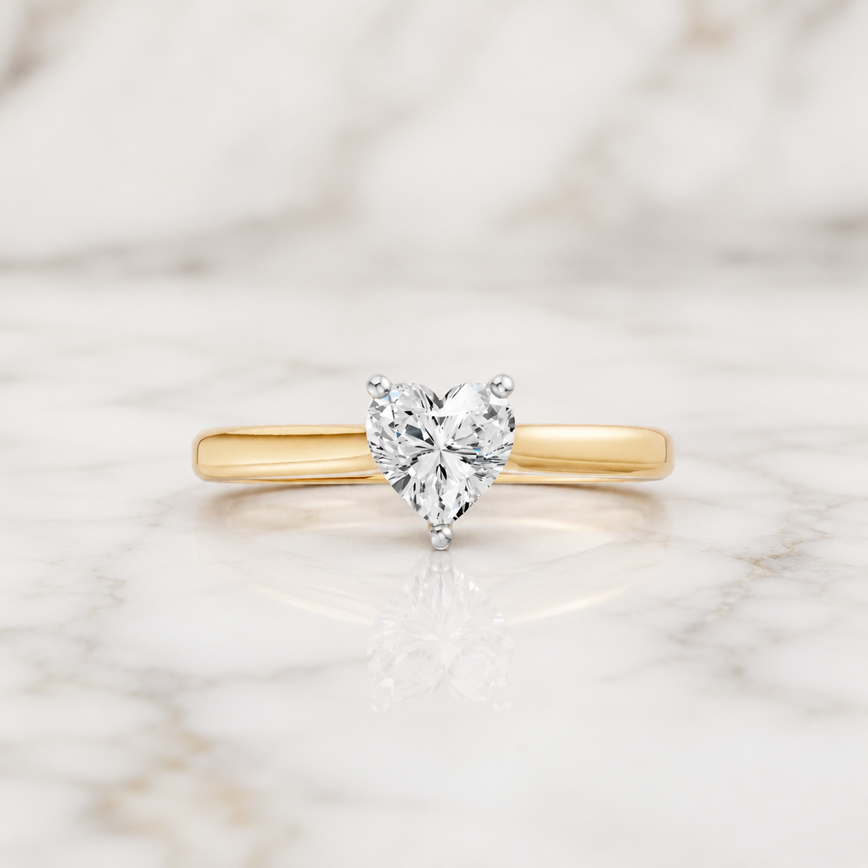 Heart Lab Grown Diamond Engagement Ring Solitaire 18K Gold IGI Certified 1 Carat E VVS2