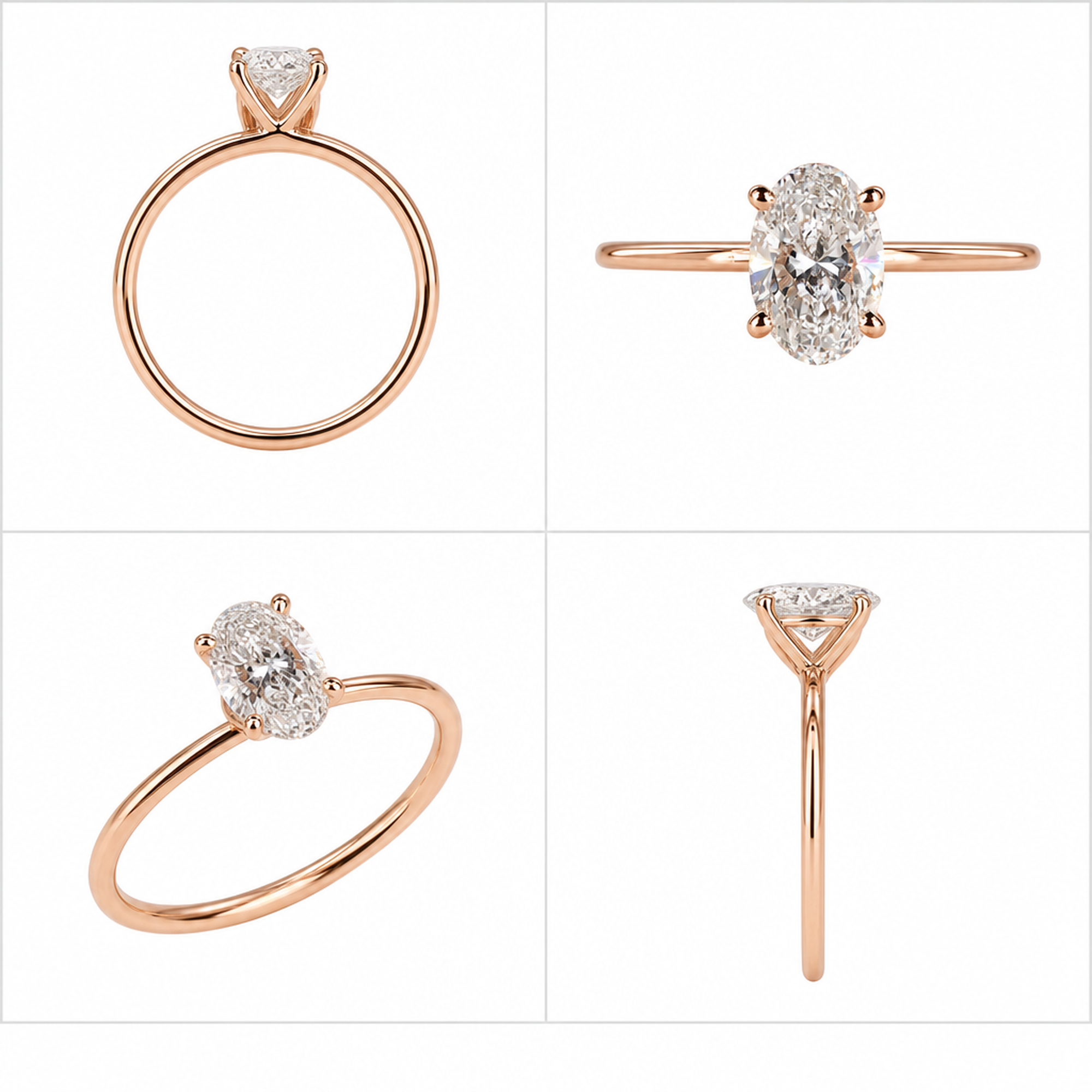 Oval Lab Grown Diamond Engagement Ring 14K Gold Solitaire E VVS2 2Ct IGI