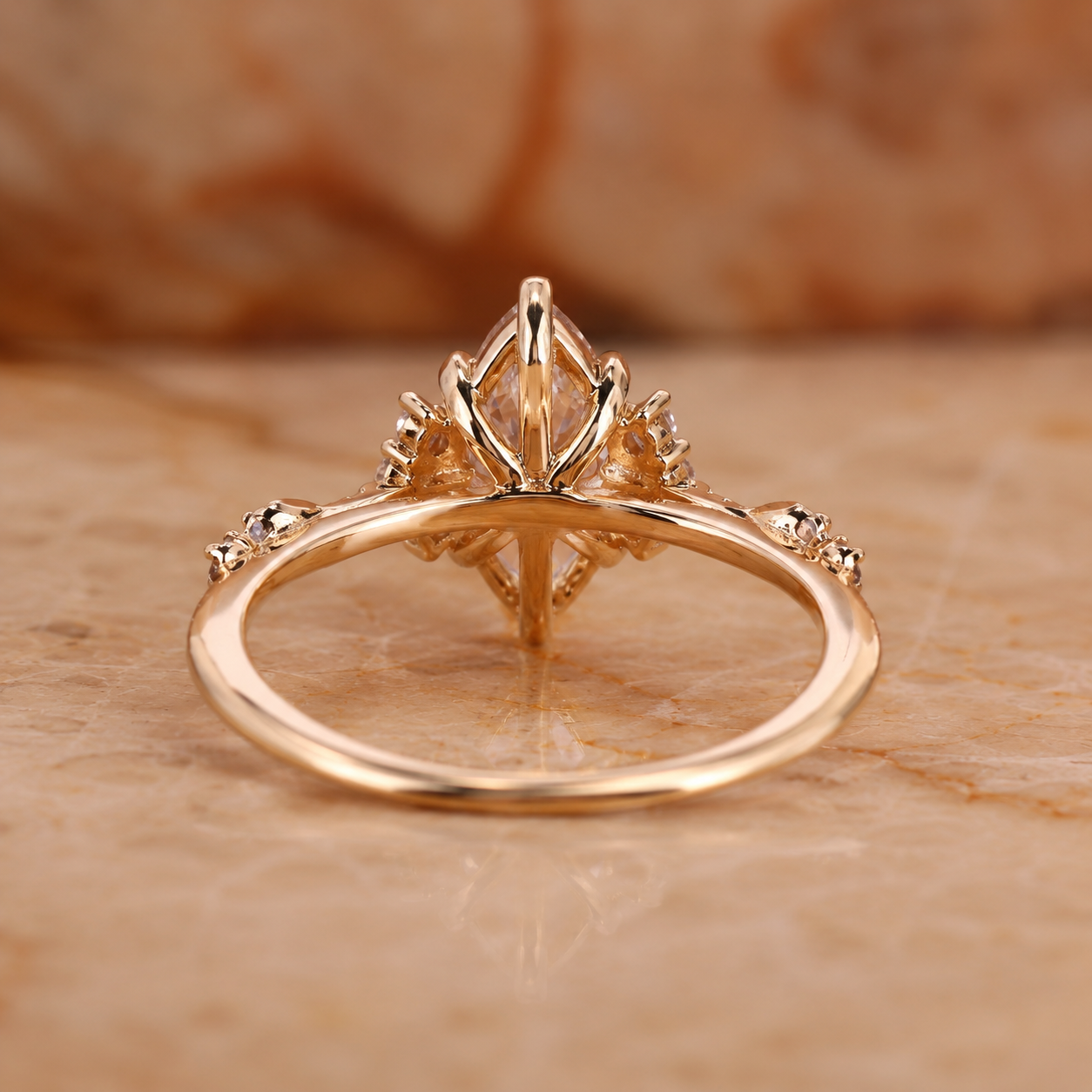 Marquise Lab Grown Diamond Engagement Ring Vintage Halo Milgrain 14K Gold IGI Certified 1 Carat E VVS2