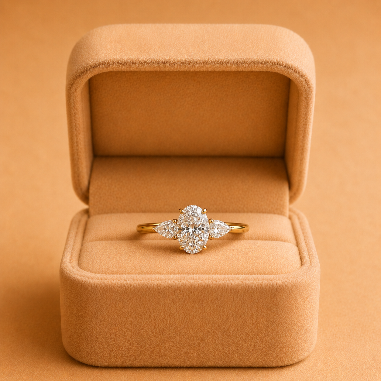 IGI 1.8Ct Oval Lab Grown Diamond Three Stone Ring 14K Yellow Gold E VVS2