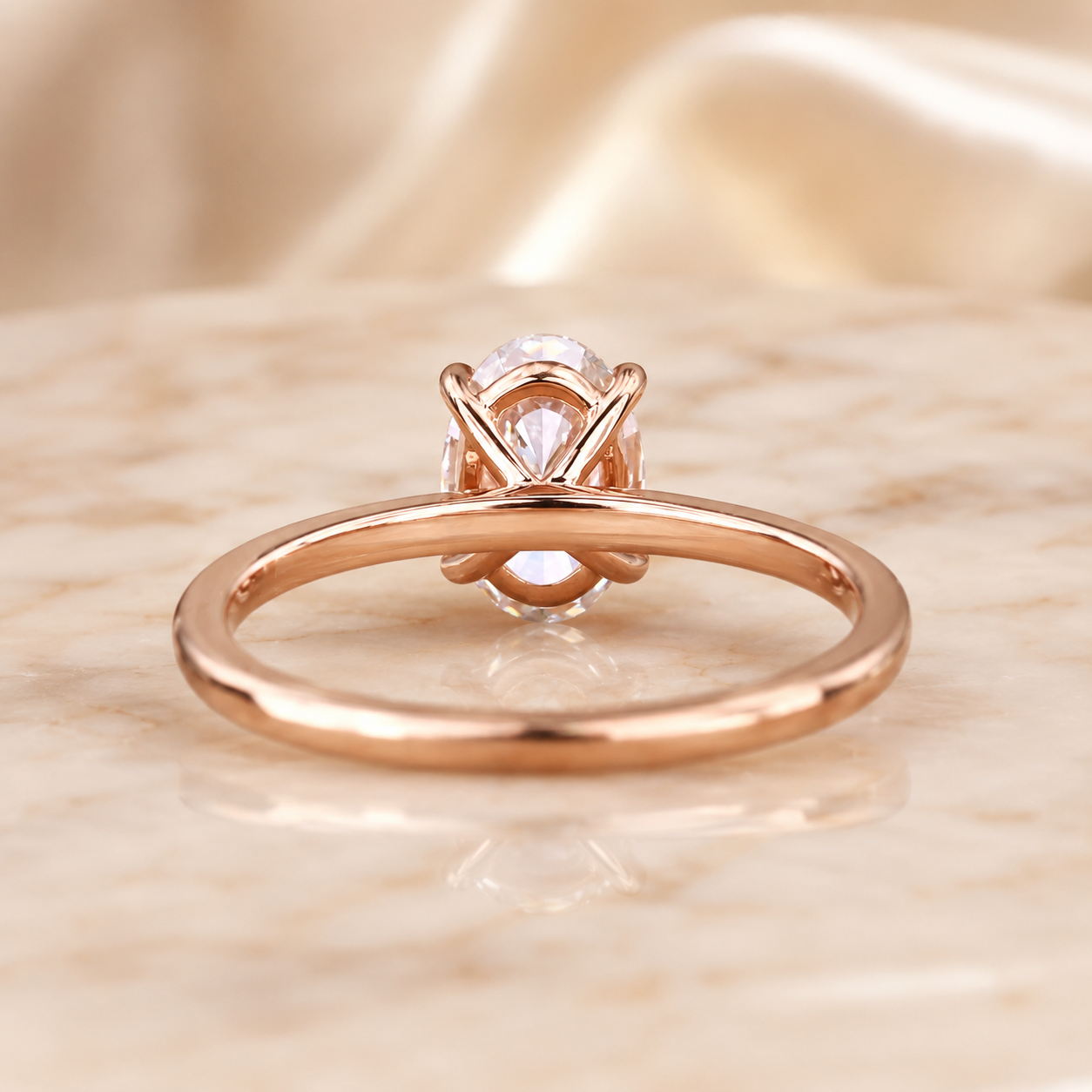 Oval Lab Grown Diamond Engagement Ring 14K Gold Solitaire E VVS2 2Ct IGI