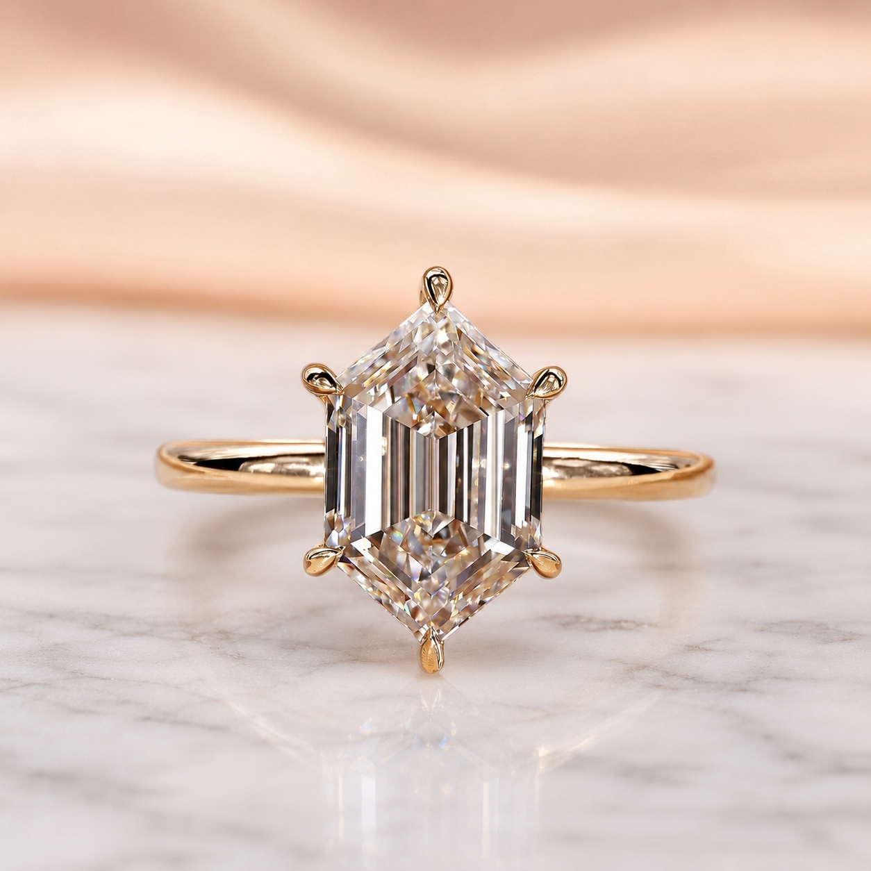 Hexagon Shape Engagement Rings