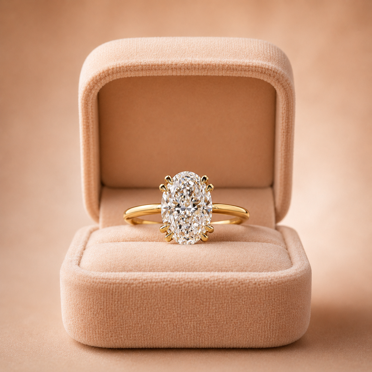 3CT Oval Lab Grown Diamond Engagement Ring IGI Certified 14K Gold