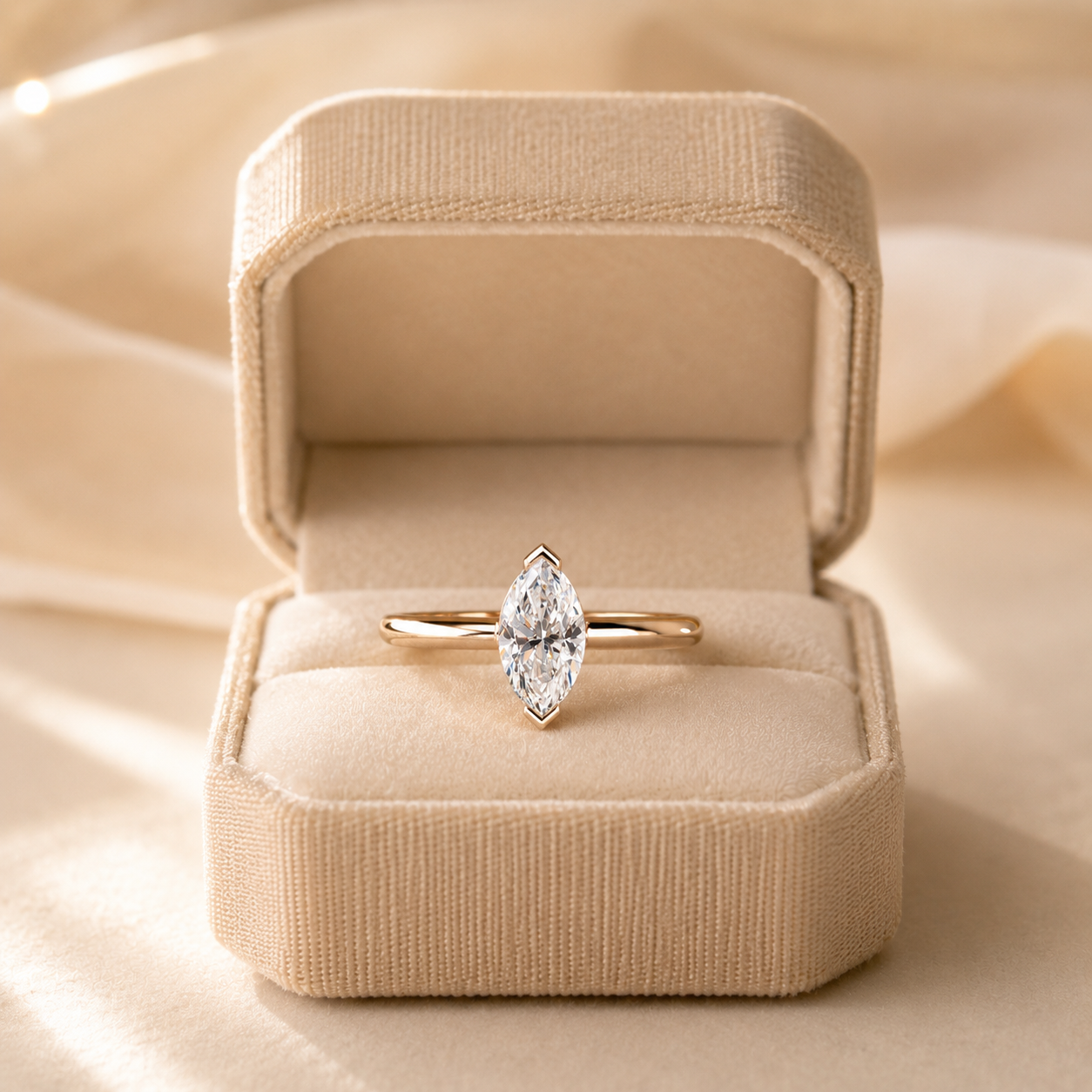 0.50Ct Marquise Lab Grown Diamond Engagement Ring 14K Rose Gold Solitaire VS