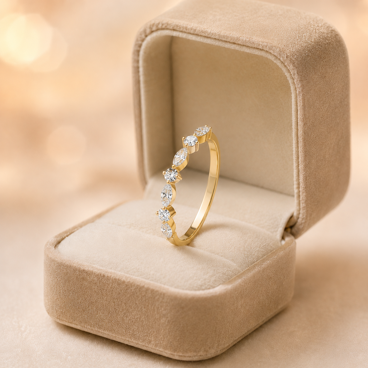 2.00 Ct Curved Pave Wedding Band – Lab Grown Diamonds in 14K Yellow Gold
